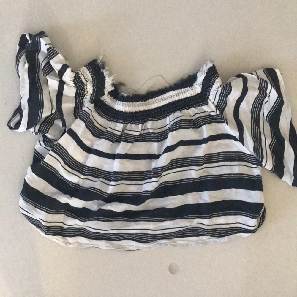 Strapless striped crop shirt. Brand: Faithful